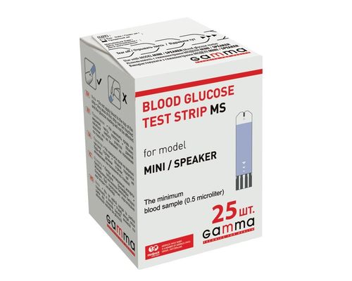 Тест-смужки для визначення глюкози в крові Gamma MS №25