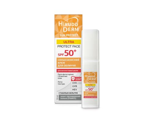 Сонцезахисний крем Біокон Hirudo Derm Ultra Protect Face Sun Protect для обличчя SPF 50 + 50 мл
