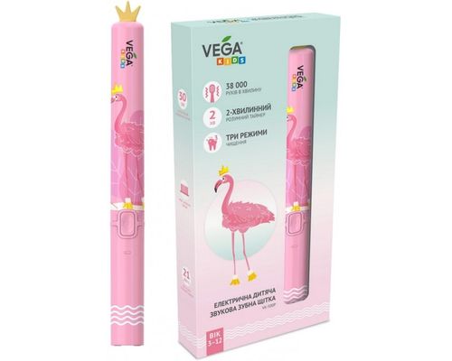 Електрична дитяча звукова зубна щітка Vega (Вега) Kids VK-500 Pink, рожева
