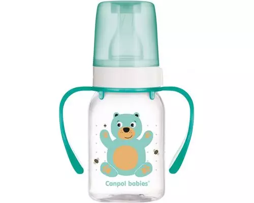 Дитяча пляшечка Canpol babies BPA FREE з малюнком і ручкою Кольорова ферма 120мл (11/823)