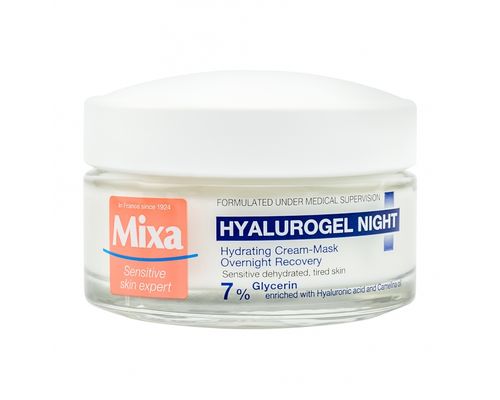Нічний крем-маска Mixa Hyalurogel Night для зволоження та відновлення чутливої шкіри обличчя 50 мл