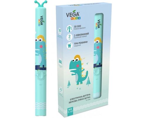 Електрична дитяча звукова зубна щітка Vega (Вега) Kids VK-500 Blue, бірюзова