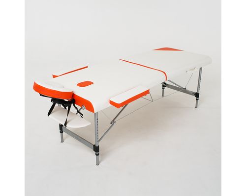 Масажний стіл RelaxLine Sonata, алюмінієва основа, біло-оранжевий