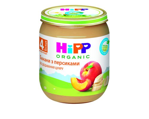 Фруктове пюре HiPP органічне Банани і персики в яблучному пюре з 4 місяців 125 г