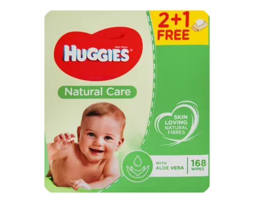 Дитячі вологі серветки Huggies Natural Care 2+1 №168