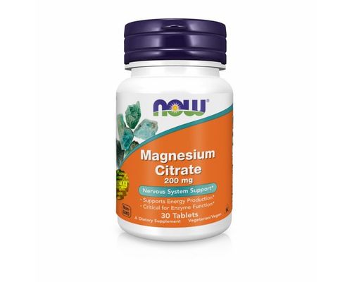 Мінерали Now Magnesium Citrate 200 mg для підтримки нервової системи 30 таблеток