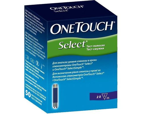 Тест-смужки для визначення глюкози в крові OneTouch Select №50