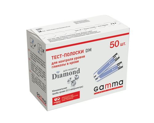 Тест-смужки для визначення глюкози в крові Gamma Diamond DM №50