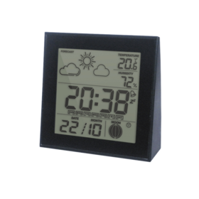 Термогігрометр цифровий з годинником Стеклоприбор Т-06 чорний