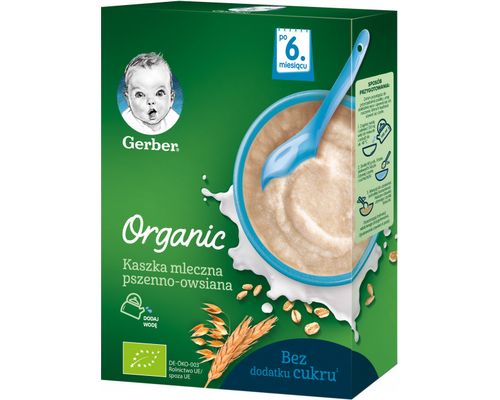 Каша суха молочна швидкорозчинна Gerber Organic пшенично-вівсяна для дітей 240 г з 6 місяців
