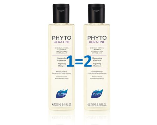 Набір Phyto Phytokeratine Duo (Відновлюючий шампунь з кератином для пошкодженого та ослабленого волосся Phyto Keratine Shampoo Repairing 2 х 250 мл)