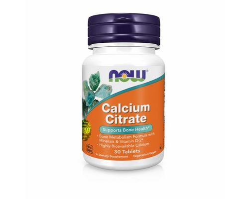 Вітамінно-мінеральний комплекс Now Calcium Citrate з Вітаміном D2 для зміцнення кісток 30 таблеток