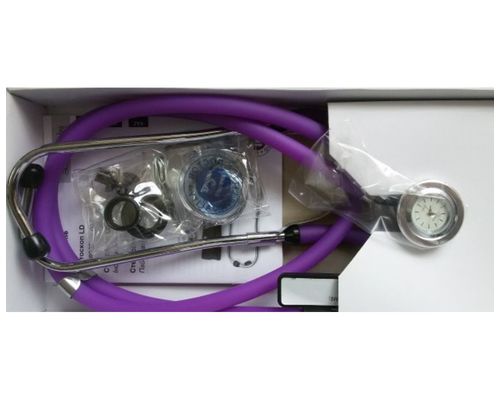 Стетоскоп тип Раппапорта з вбудованим у головку кварцевим годинником Little Doctor LD SteTime фіолетовий