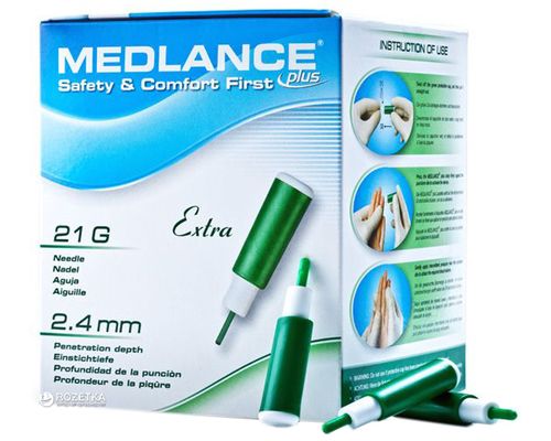 Ланцети автоматичні одноразові стерильні Medlance Plus Extra 21G зелені №200
