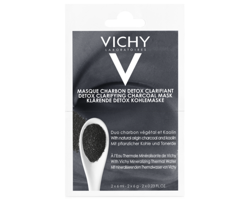 Маска-детокс Vichy Detox Clarifying Charcoal Mask з вугіллям і каоліном для глибокого очищення шкіри обличчя 2х6 мл