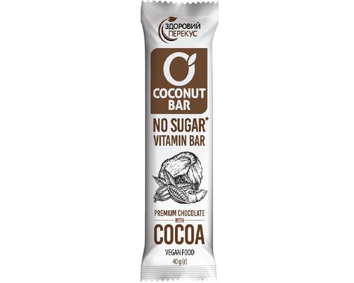 Батончик кокосовий з какао Здоровий перекус у шоколадній глазурі 40 г