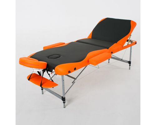 Масажний стіл RelaxLine King, алюмінієва основа, чорно-оранжевий
