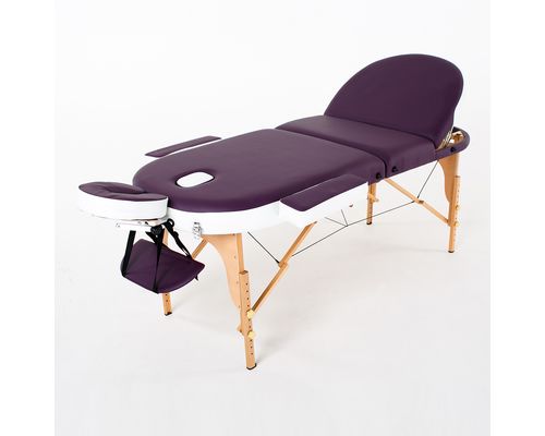 Масажний стіл RelaxLine Mirage, дерев`яна основа, біло-фіолетовий