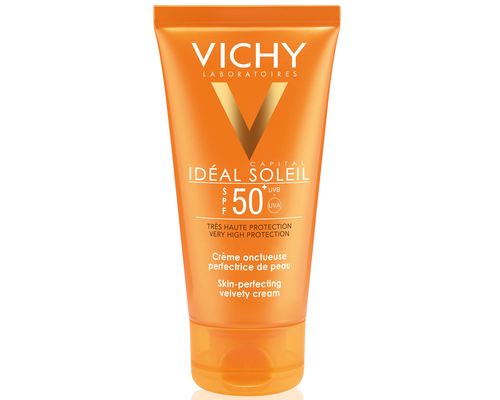 Сонцезахисний крем Vichy Capital Idéal Soleil Velvety Cream Complexion SPF 50+ потрійної дії для обличчя 50 мл