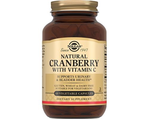 Біологічно активна добавка Solgar Natural Cranberry with Vitamin C для профілактики та лікування циститу №60