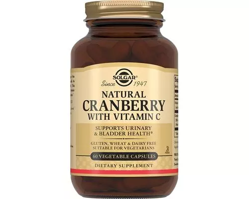 Біологічно активна добавка Solgar Natural Cranberry with Vitamin C для профілактики та лікування циститу №60