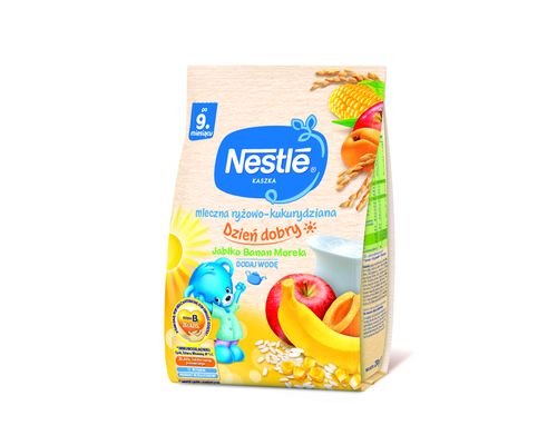 Молочна каша Nestle Рисово-кукурудзяна з яблуком, бананом, абрикосом 230 г