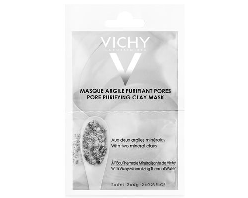 Маска мінеральна з глиною Vichy Pore Purifying Clay Mask очищає пори шкіри обличчя 2 х 6 мл