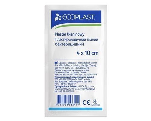 Пластир медичний Ecoplast бактерицидний 4смх10см на тканій основі №1