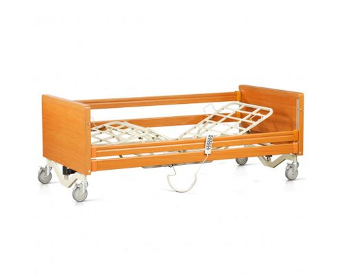 Ліжко медичне функціональне OSD-91 TAMI чотирьохсекційне з електроприводом на колесах, дерев`яними поручнями, з можливістю регулювання по висоті