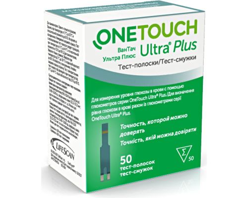 Тест-смужки для визначення глюкози в крові OneTouch Ultra Plus №50