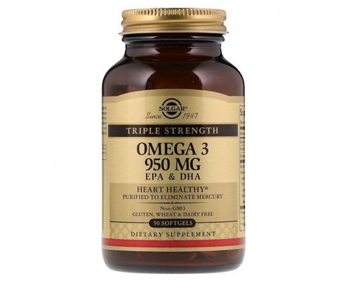 Риб&#039;ячий жир Solgar Omega-3 EPA & DHA загальнозміцнюючі 950 мг №100