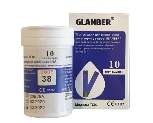 Тест-смужки для вимірювання холестерину в крові Glanber TC01 №10