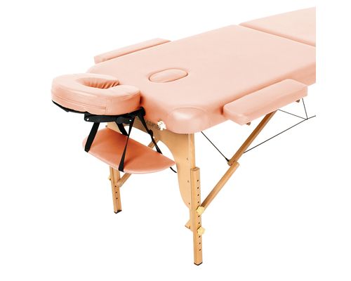 Масажний стіл RelaxLine Malibu, дерев`яна основа, світло-рожевий