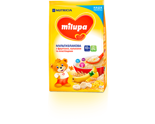 Молочна каша Milupa Мультизлакова з фруктами, пластівцями і кульками 210 г