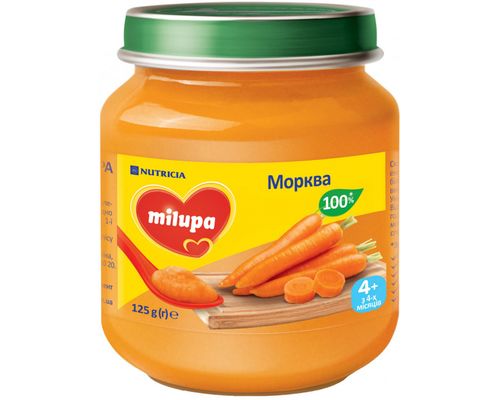 Дитяче пюре овочеве Морква Milupa для дітей з 4 місяців 125 г