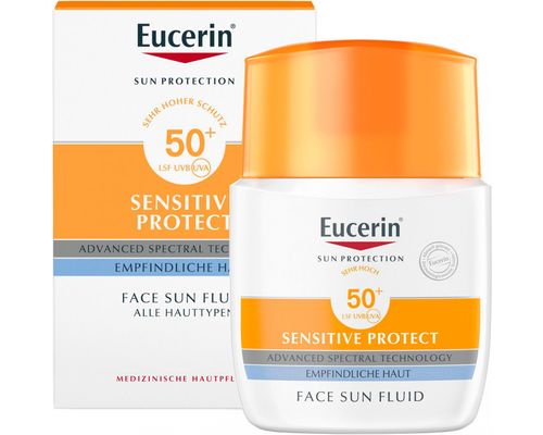 Сонцезахисний флюїд для обличчя Eucerin Sun Protection Sensitive Protect для чутливої шкіри SPF 50+ 50 мл (63840)