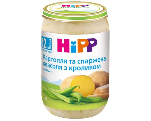 Овочево-м'ясне пюре HiPP Картопля і спаржева квасоля з кроликом з 12 місяців 220 г