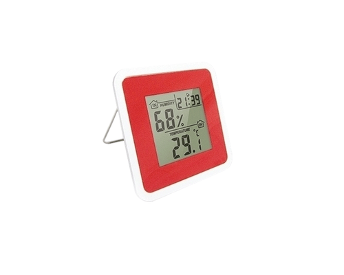 Термогігрометр цифровий з годинником Стеклоприбор Т-07 червоний