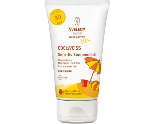 Сонцезахисне молочко Weleda Edelweiss Baby&Kids Sun для чутливої шкіри SPF 30 150 мл