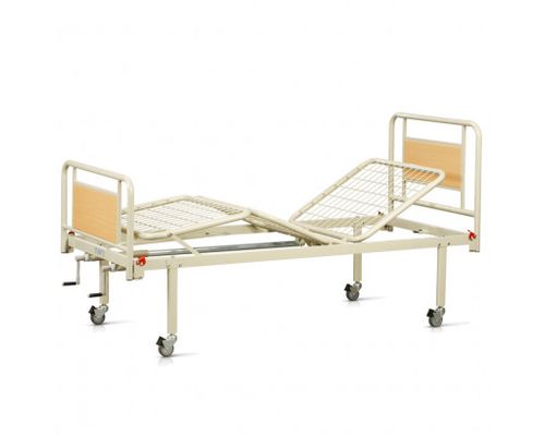 Ліжко медичне функціональне OSD-94V+OSD-90V трьохсекційне з механічним приводом на колесах