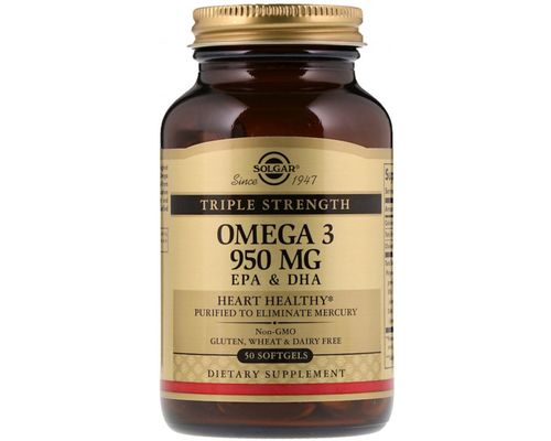 Риб&#039;ячий жир Solgar Omega 3 загальнозміцнюючий 950 мг №30
