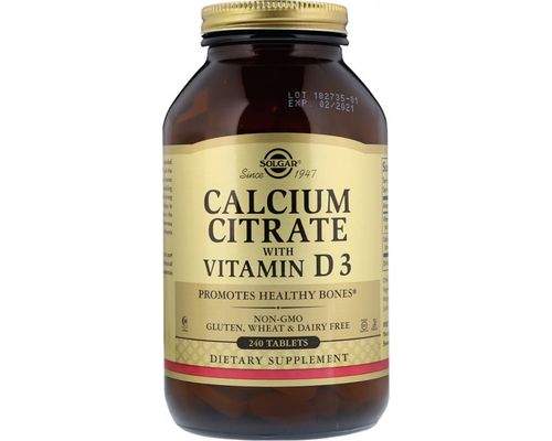 Вітаміни Solgar Calcium Citrate with Vitamin D3 для зміцнення кісток №60