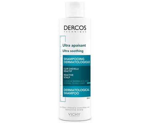 Шампунь Vichy Dercos Ultra Soothing Normal to Oil Hair Shampoo заспокійливий для чутливої шкіри голови для нормального та жирного волосся 200 мл