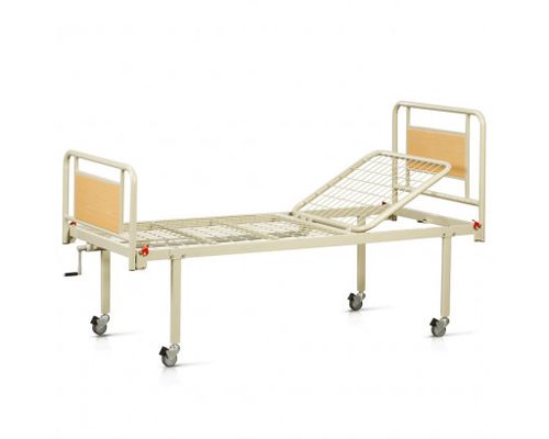 Ліжко медичне функціональне OSD-93V+OSD-90V двосекційне з механічним приводом на колесах